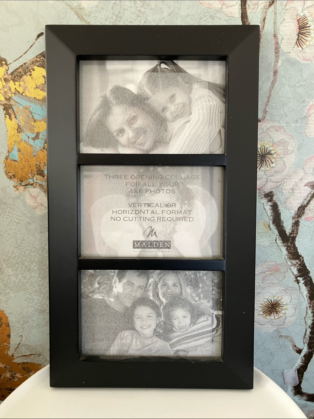 Malden Black Triple Photo 4"x6" Photograph Wall Frame - Vertical or Horizontal